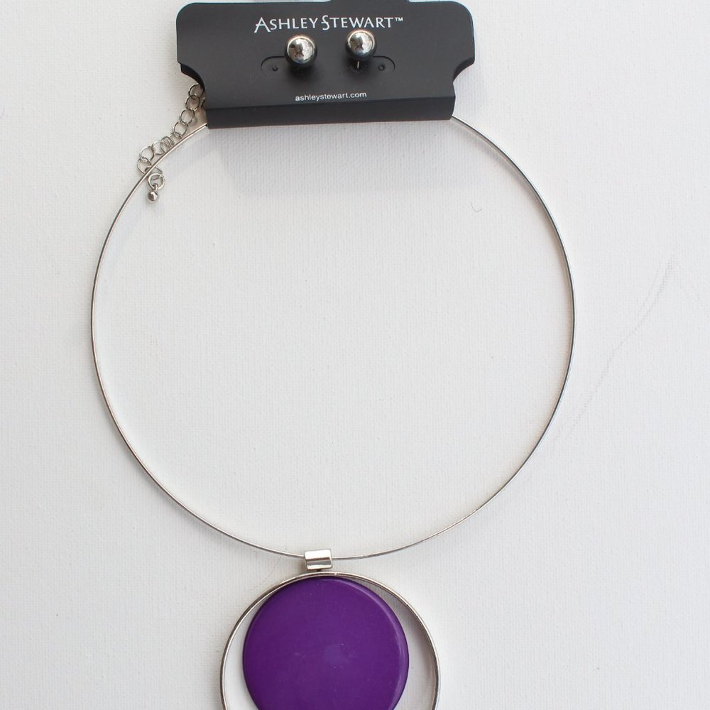 New Lane Bryant purple pendant Necklace Set